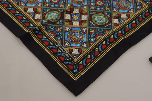 Ethnic Patterned Silk Men's Square Scarf