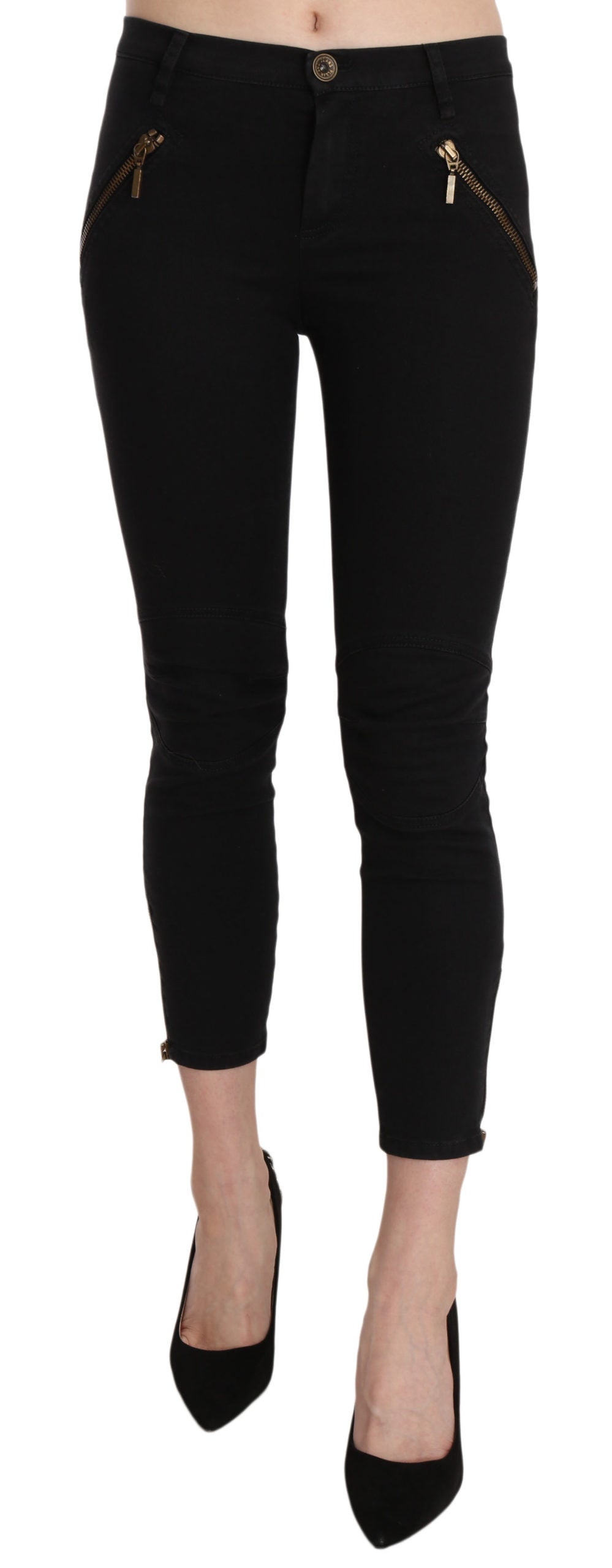 Chic Black Low Waist Skinny Cropped Pants