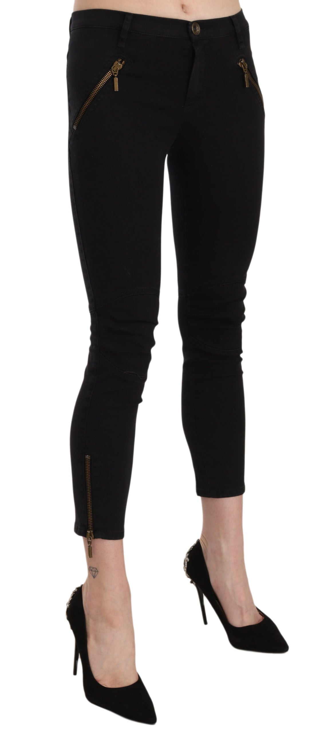 Chic Black Low Waist Skinny Cropped Pants