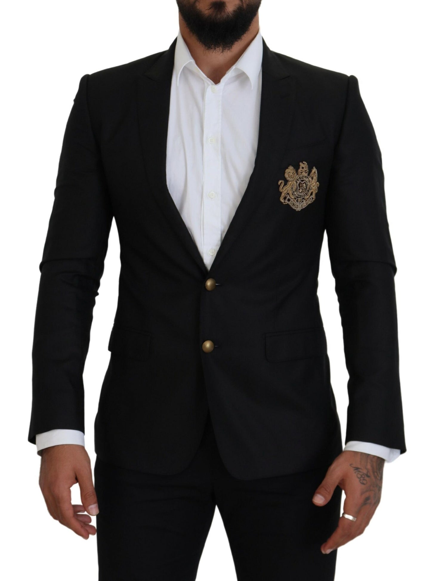 Elegant Black Silk Blend Martini Blazer