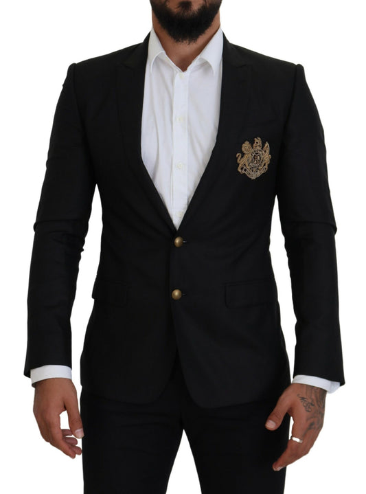 Elegant Black Silk Blend Martini Blazer