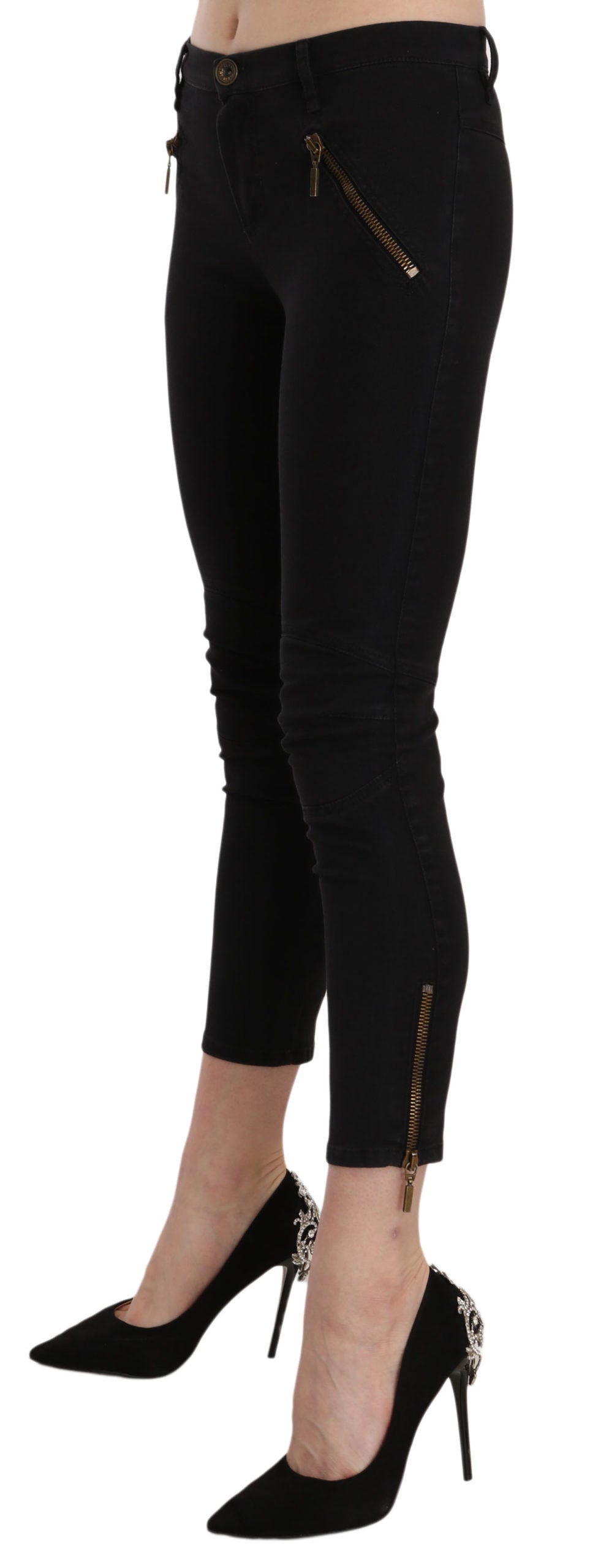 Chic Black Low Waist Skinny Cropped Pants