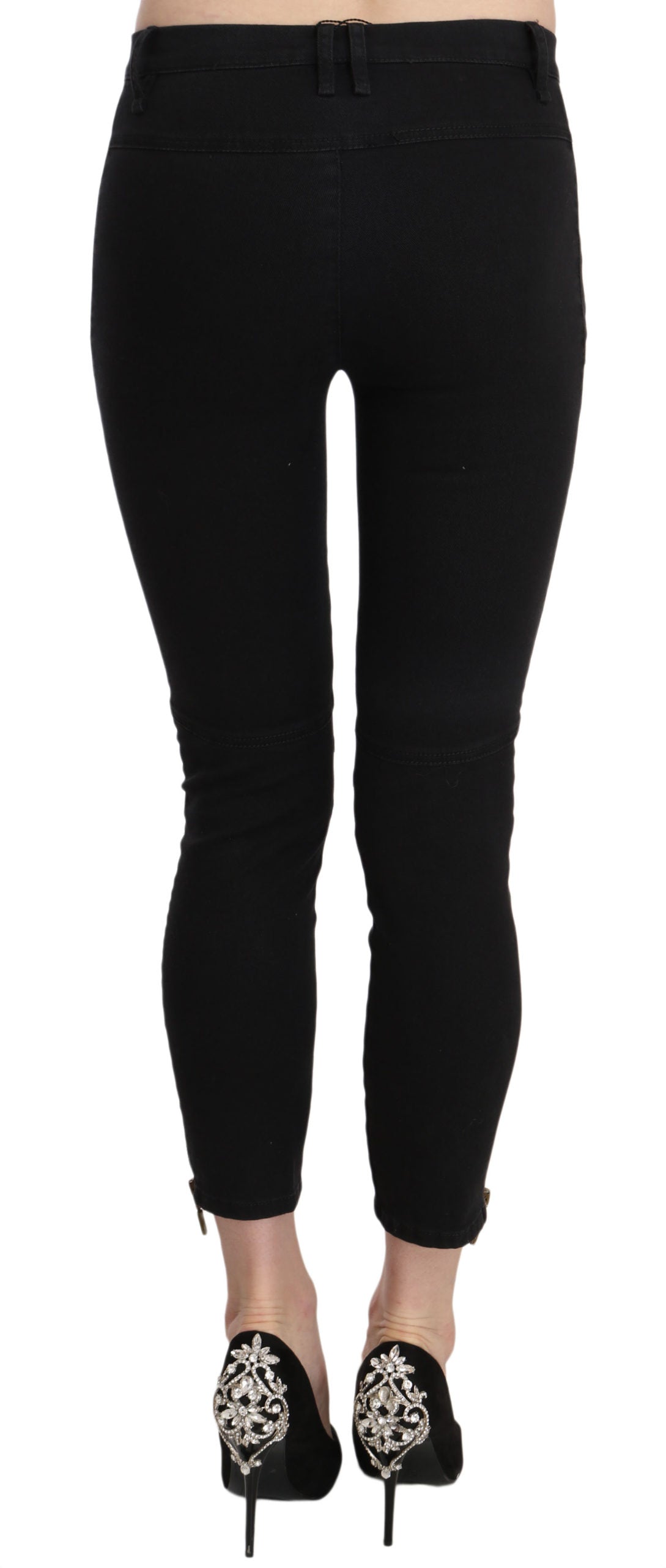 Chic Black Low Waist Skinny Cropped Pants