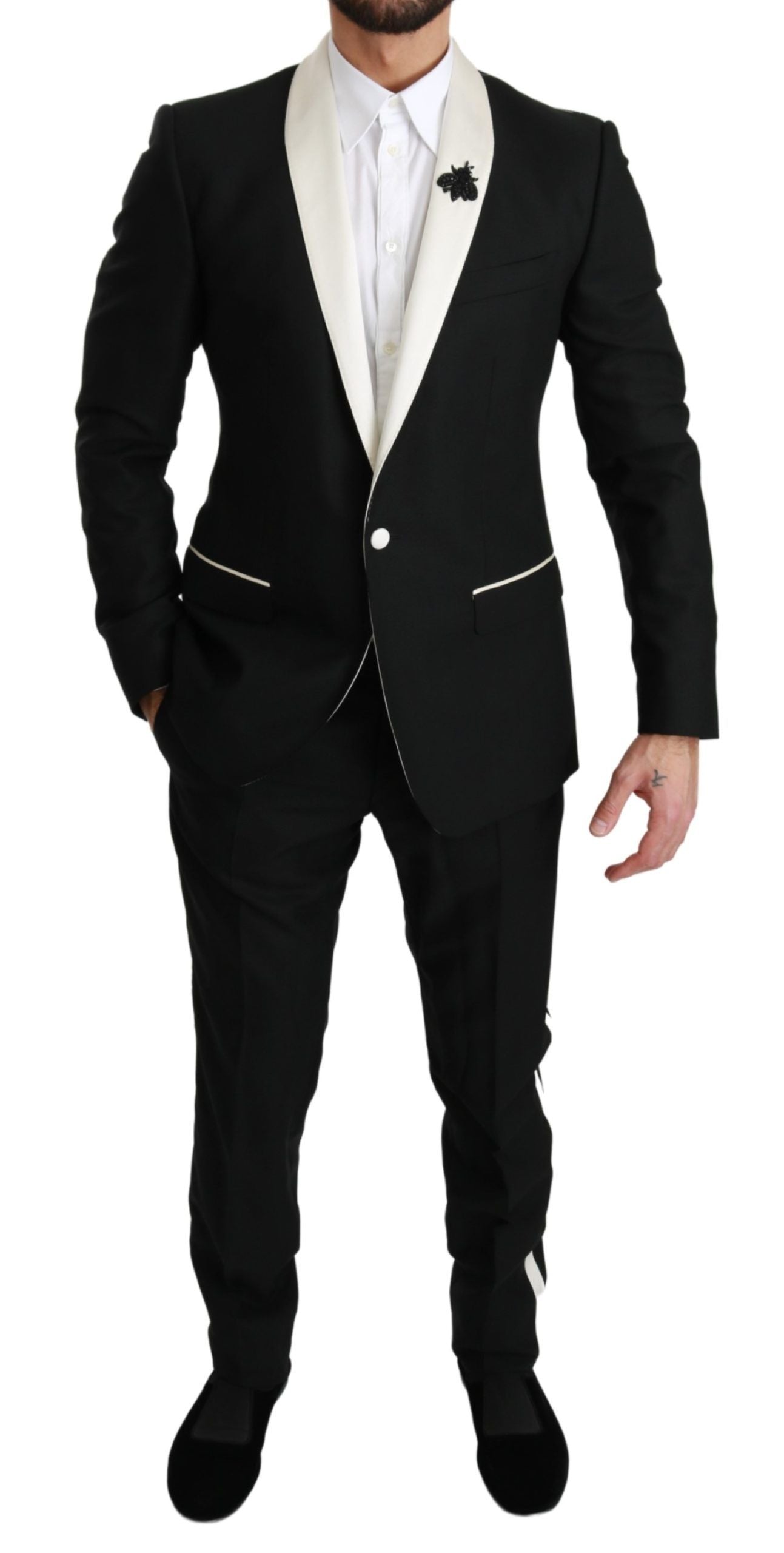 Elegant Black White Two-Piece Suit Ensemble