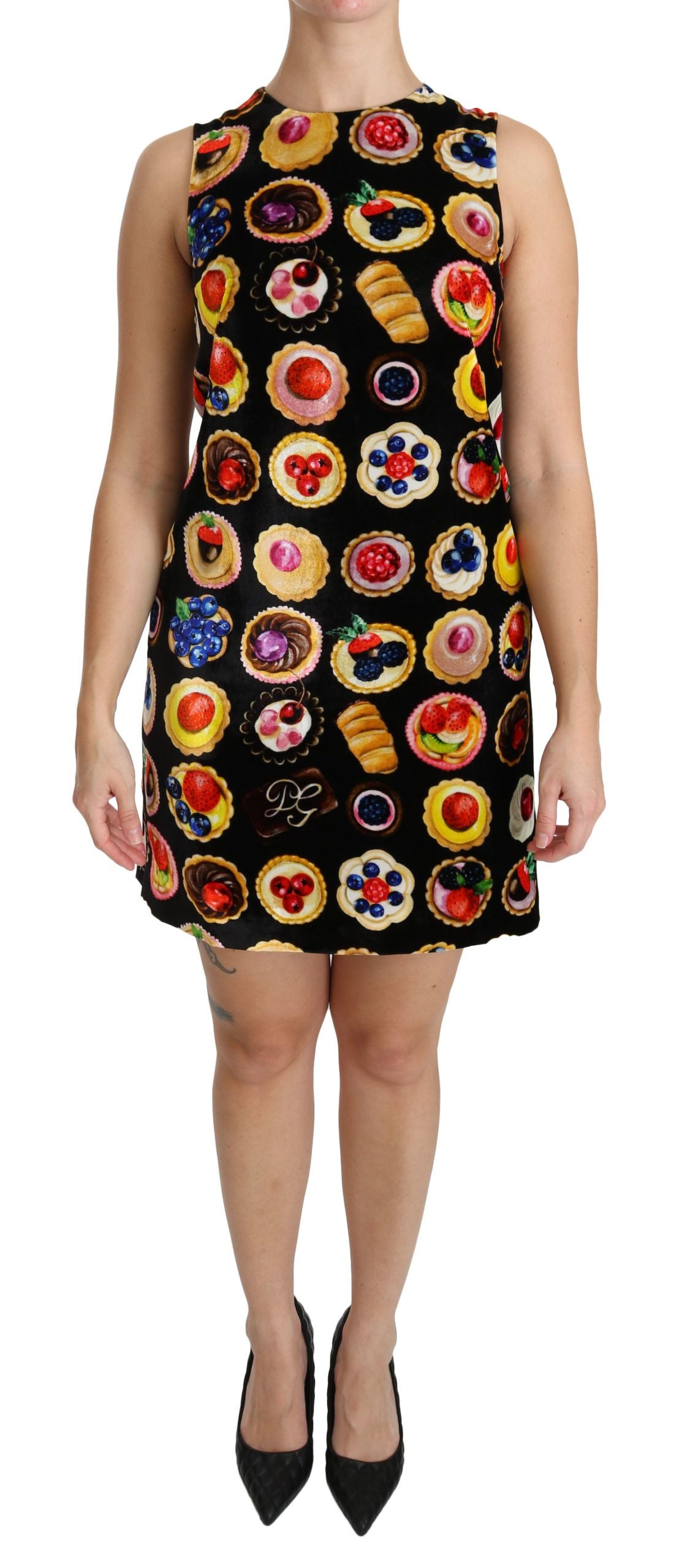 Chic Black Desserts Print Shift Mini Dress