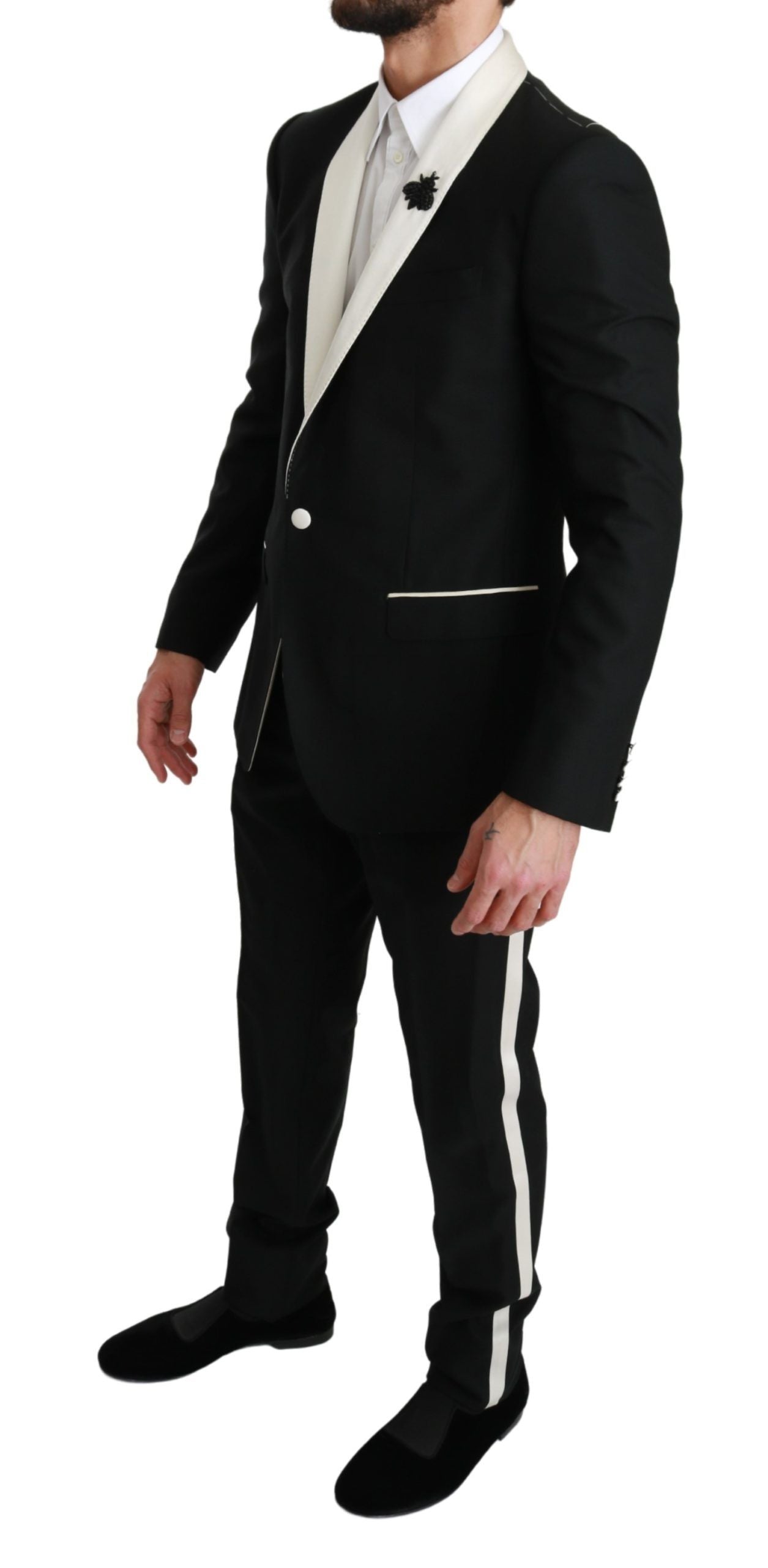 Elegant Black White Two-Piece Suit Ensemble