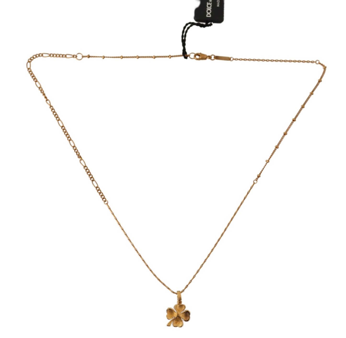 Elegant Gold Tone Clover Charm Necklace