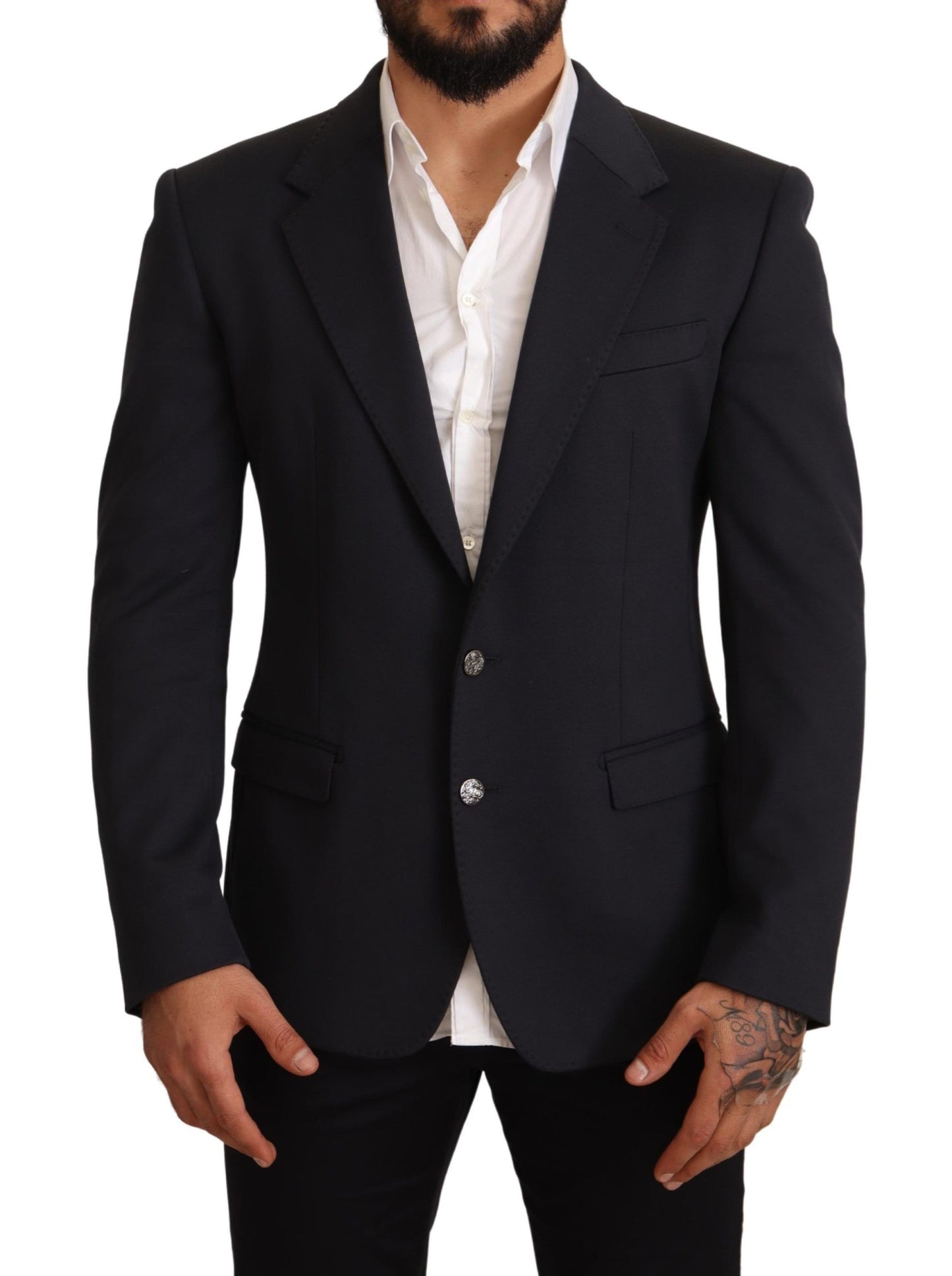 Elegant Dark Blue Slim Fit Blazer