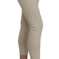 Chic Beige Skinny Cropped Cotton Pants