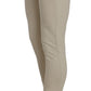 Chic Beige Skinny Cropped Cotton Pants
