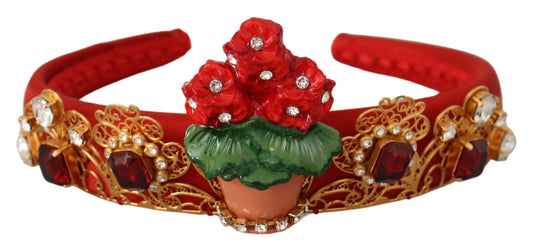 Elegant Crystal Embellished Red Diadem