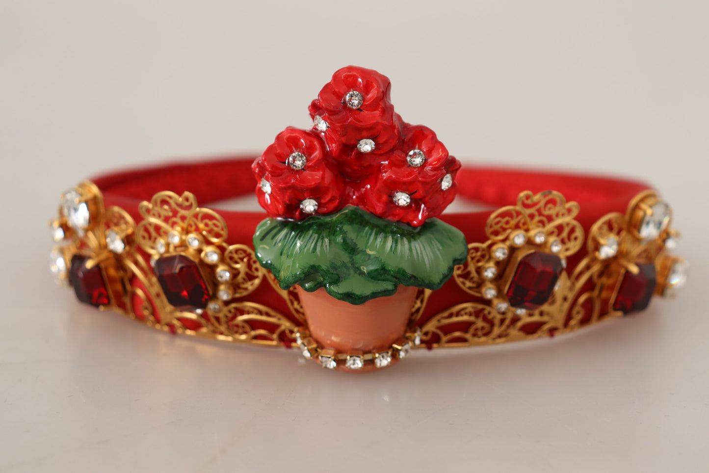 Elegant Crystal Embellished Red Diadem