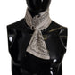 Elegant White Doodle Silk Men's Scarf