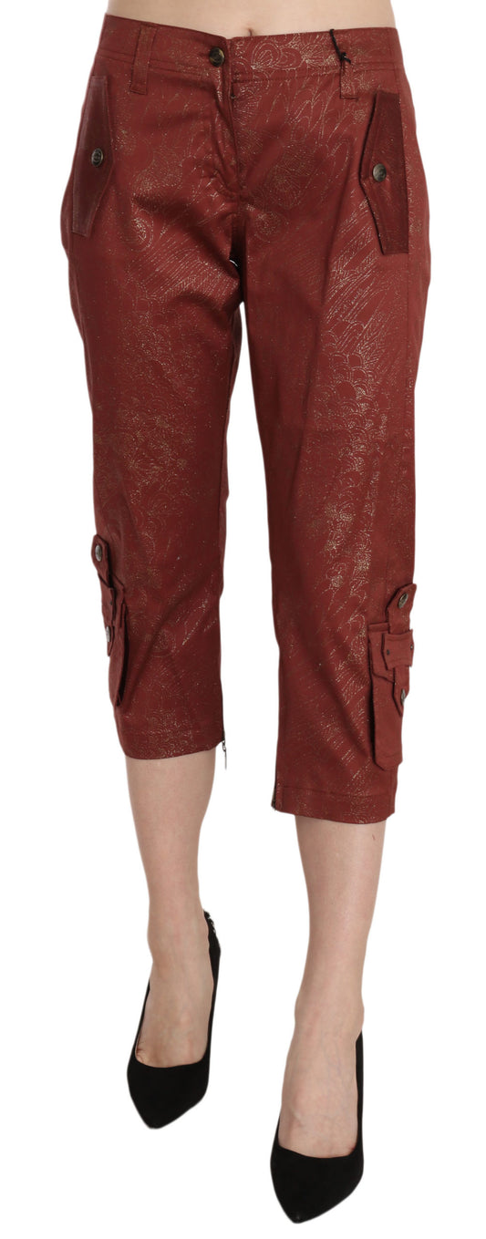 Bordeaux Gold Lace Capri Trousers