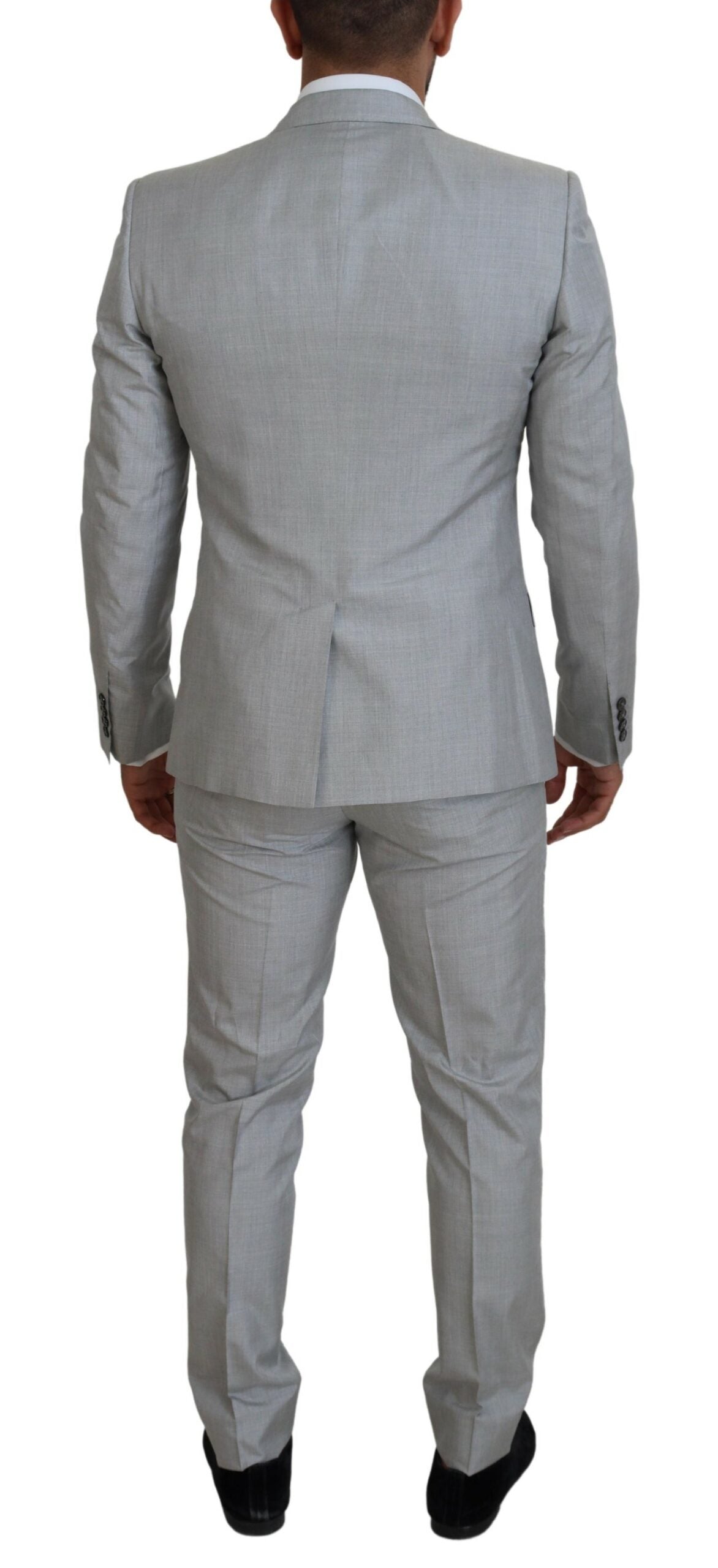 Elegant Grey Silk Martini Three-Piece Suit