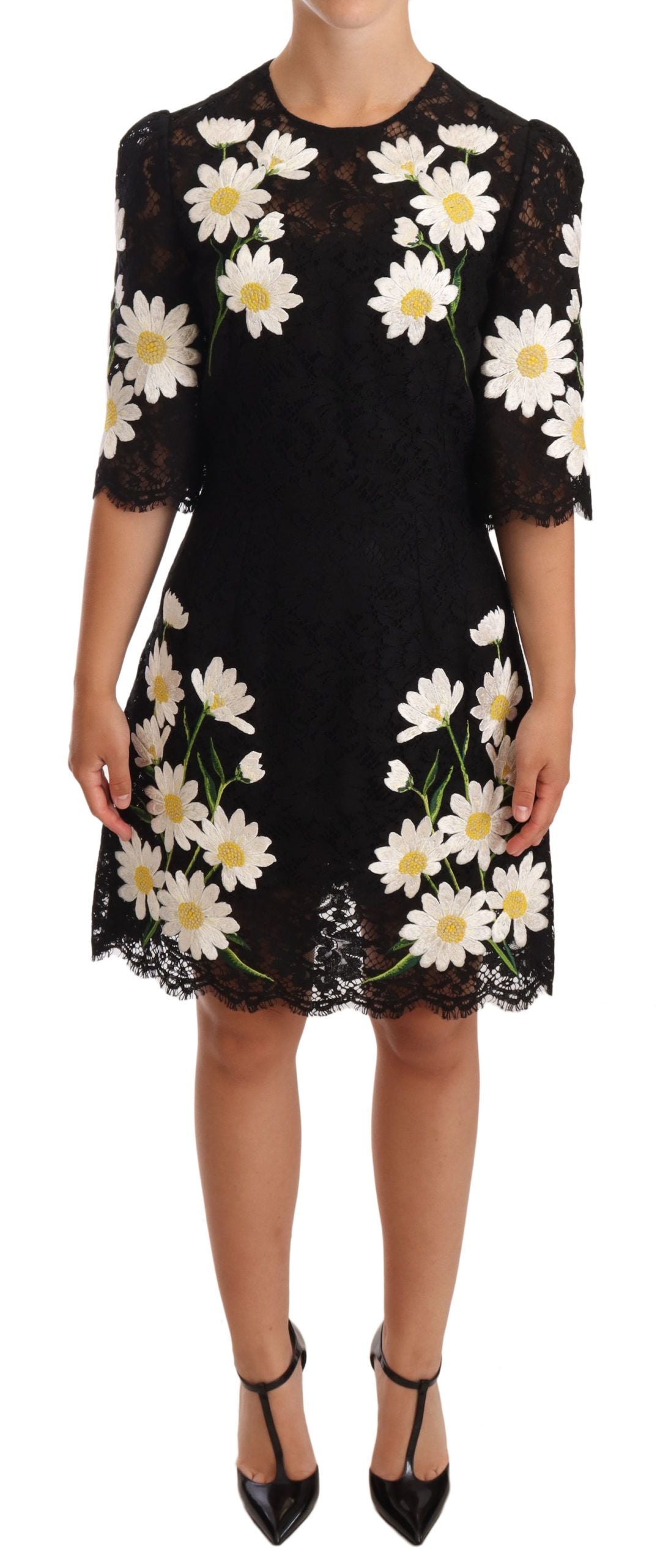 Elegant Floral Lace Embroidered Sheath Dress