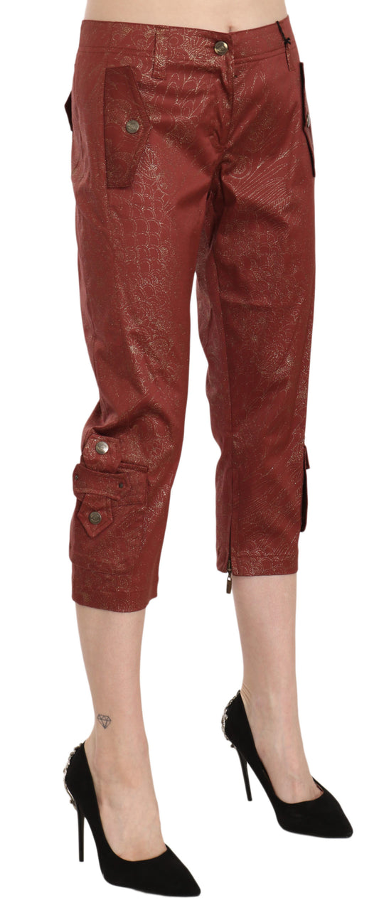 Bordeaux Gold Lace Capri Trousers