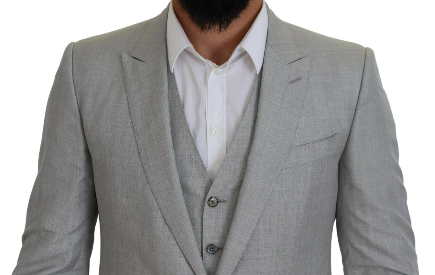 Elegant Grey Silk Martini Three-Piece Suit