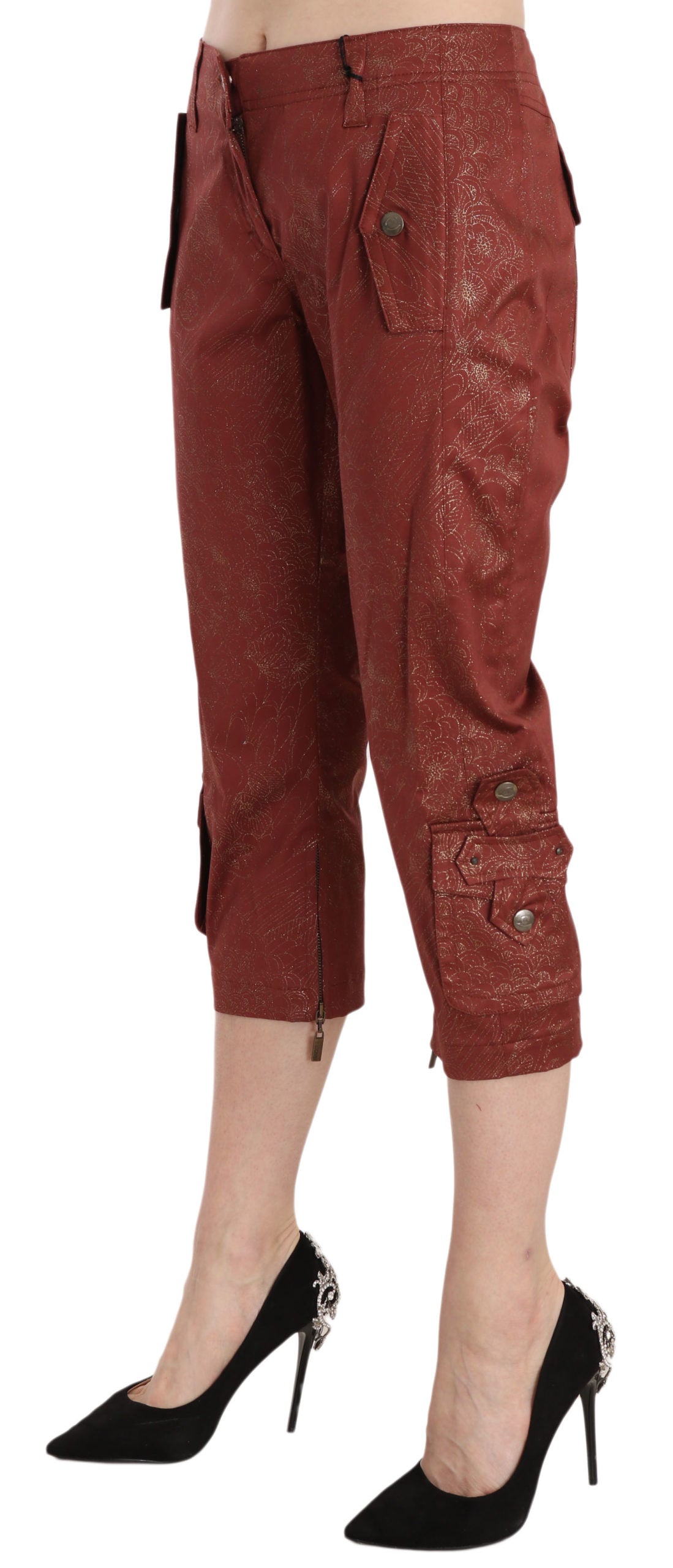 Bordeaux Gold Lace Capri Trousers