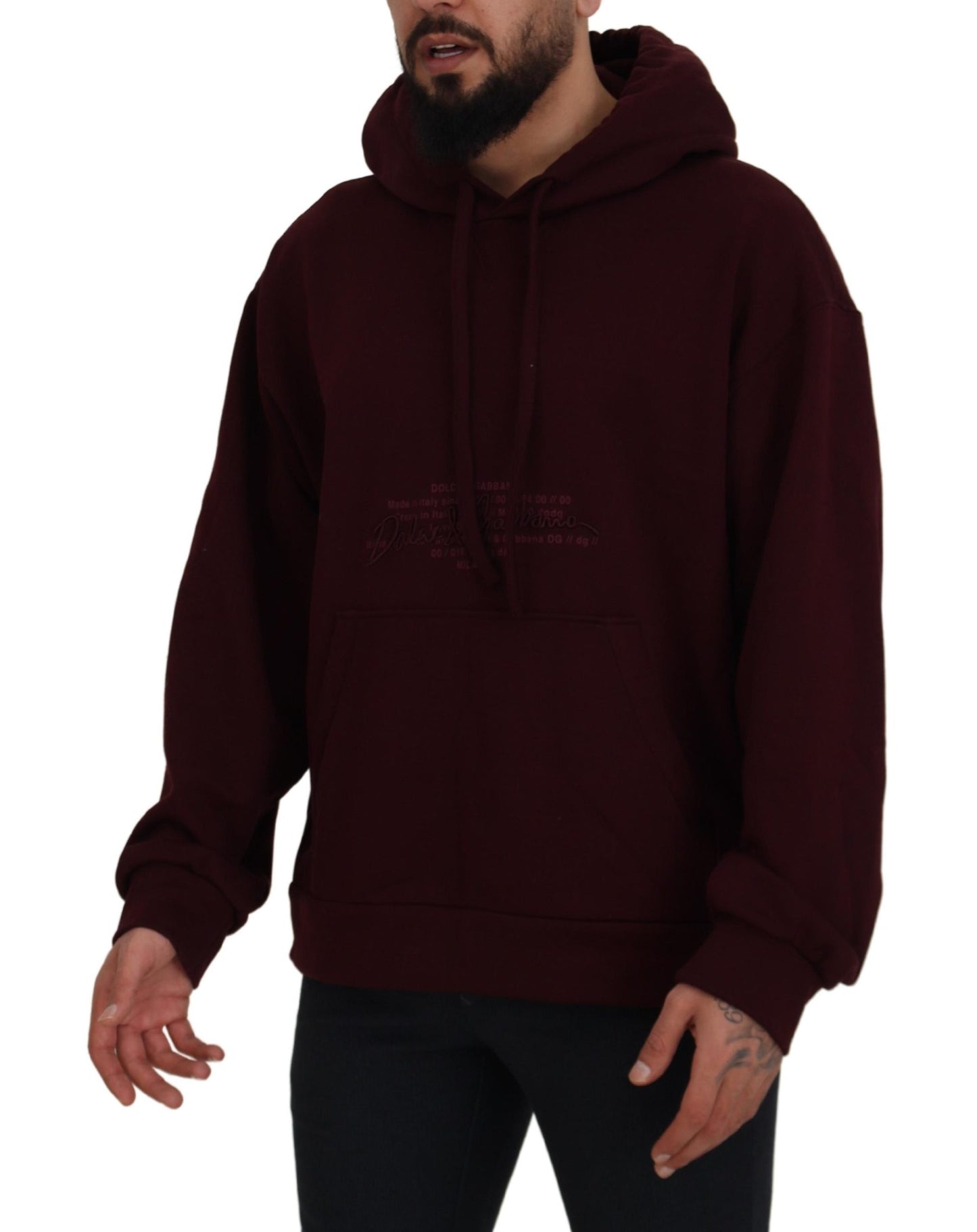 Maroon Hooded Cotton Blend Sweater