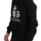 Crystal Embellished Black Cotton Hoodie