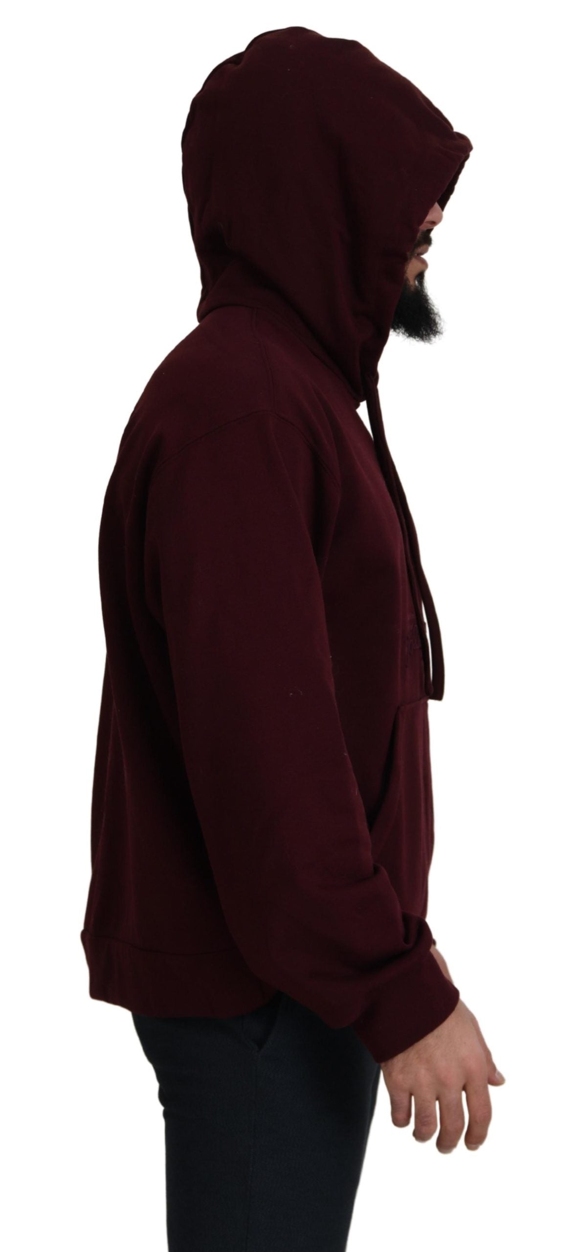 Maroon Hooded Cotton Blend Sweater