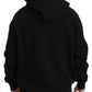 Crystal Embellished Black Cotton Hoodie