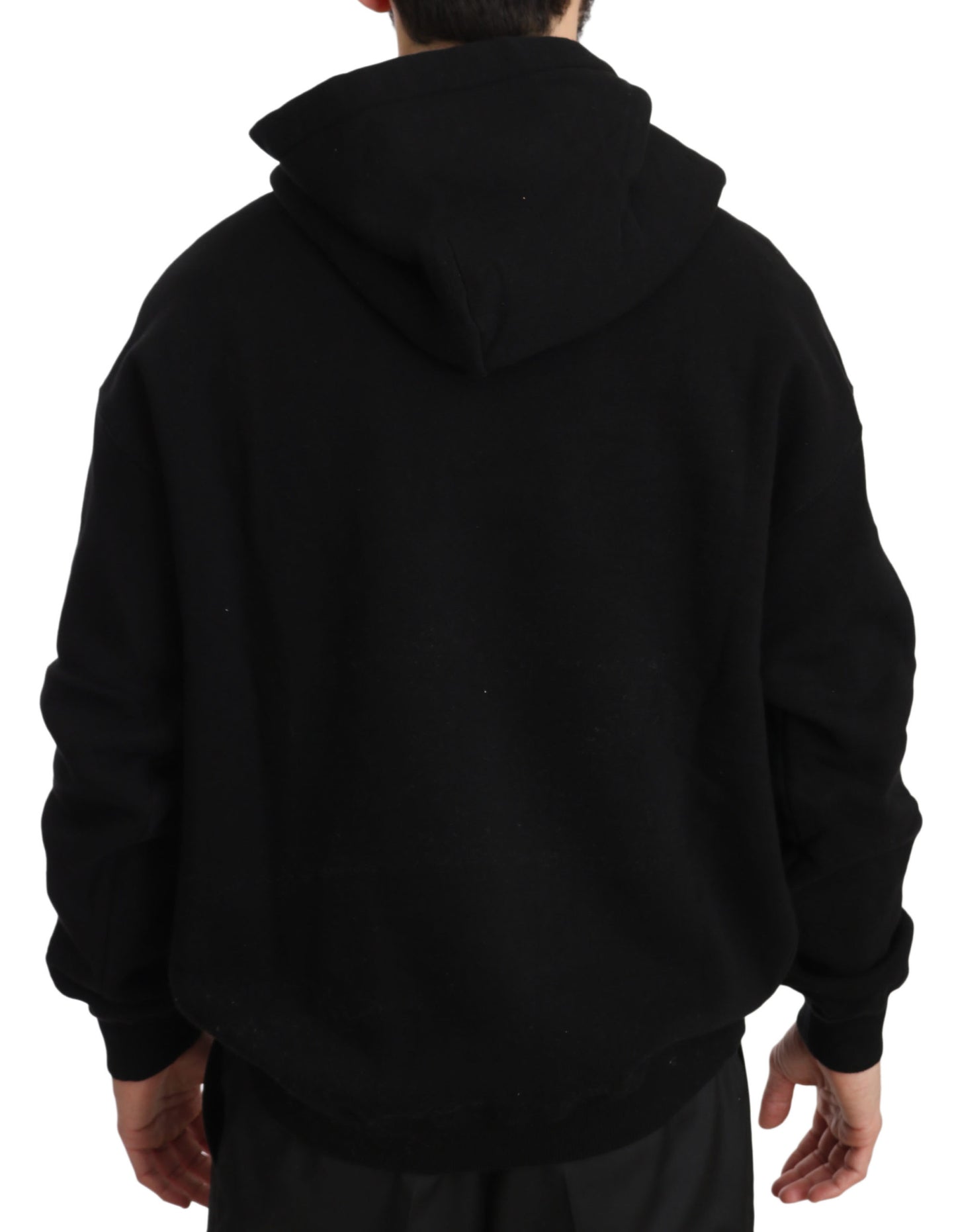 Crystal Embellished Black Cotton Hoodie