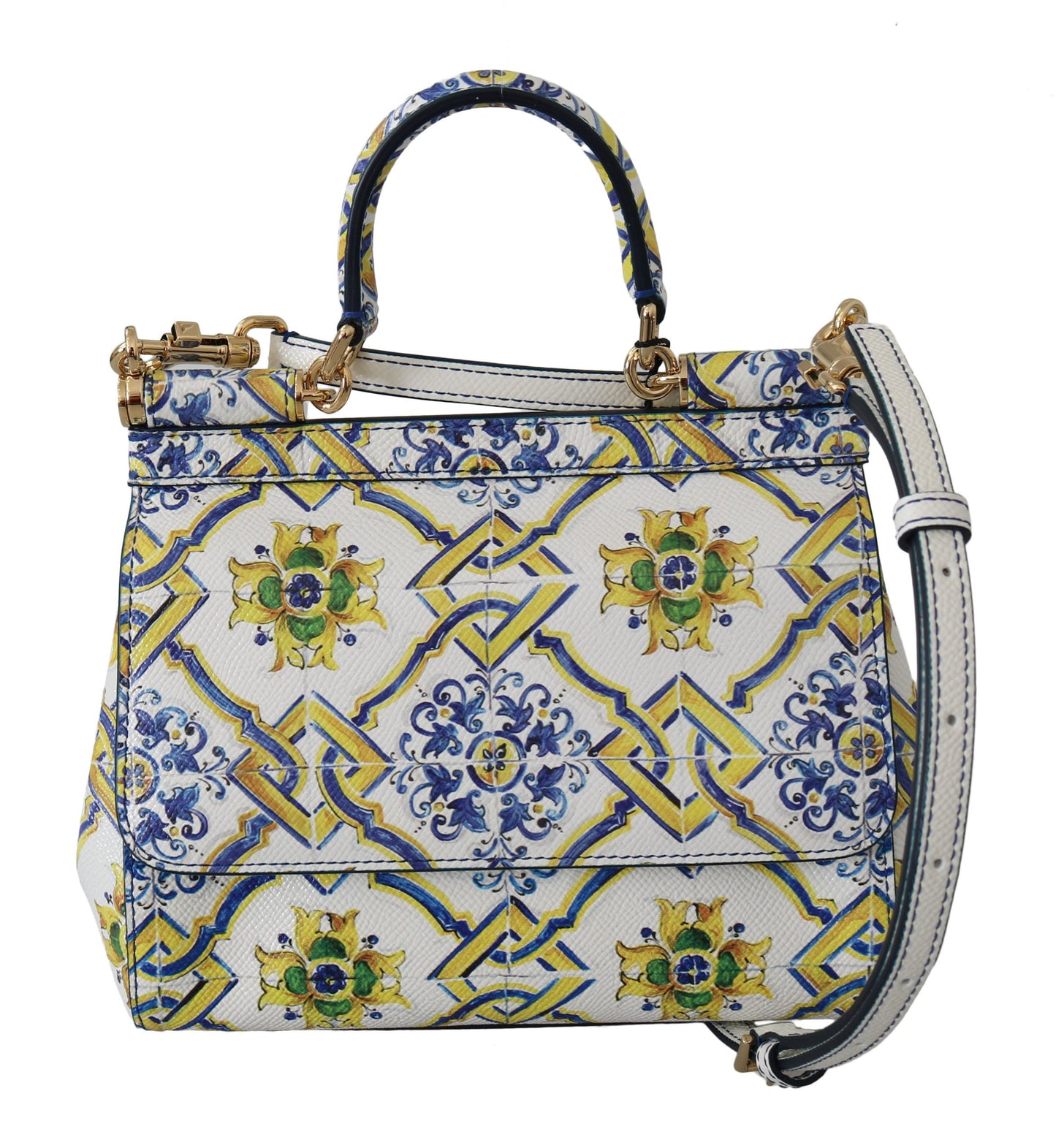 Multicolor Majolica Print Leather Sicily Bag