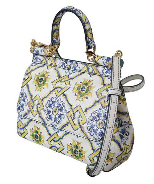 Multicolor Majolica Print Leather Sicily Bag