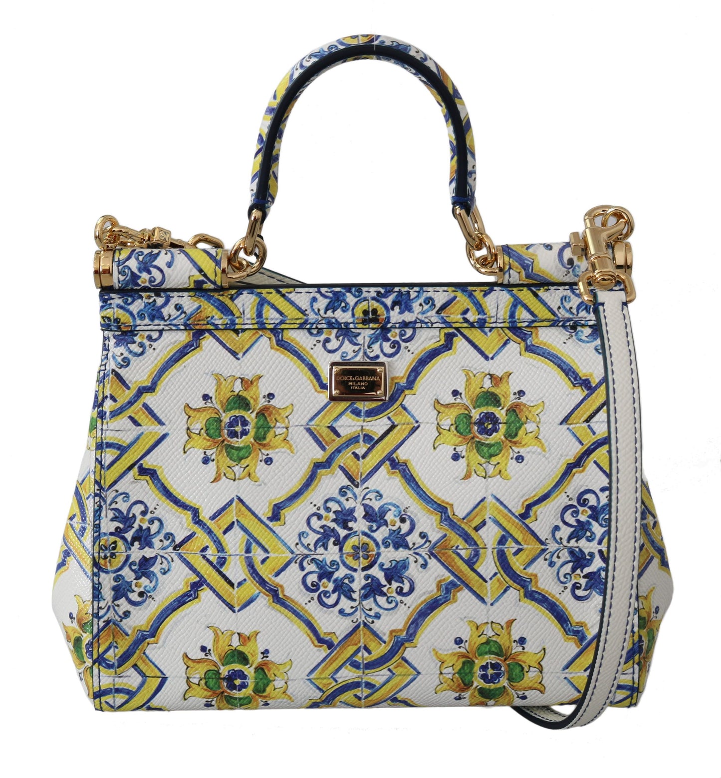 Multicolor Majolica Print Leather Sicily Bag