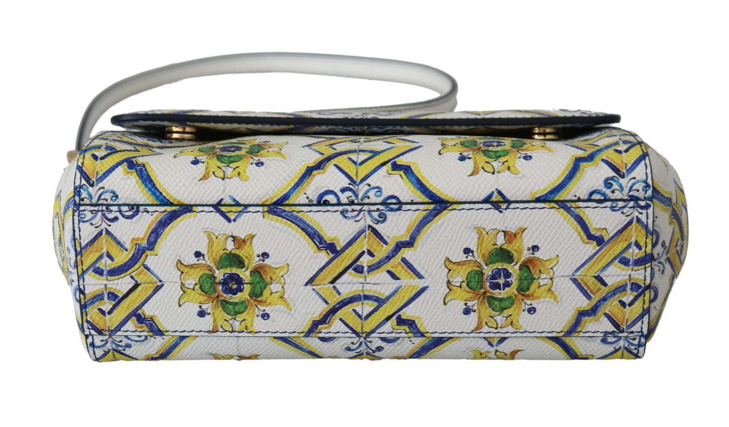 Multicolor Majolica Print Leather Sicily Bag