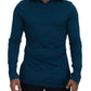 Blue Cotton Collared Slim Pullover Sweater