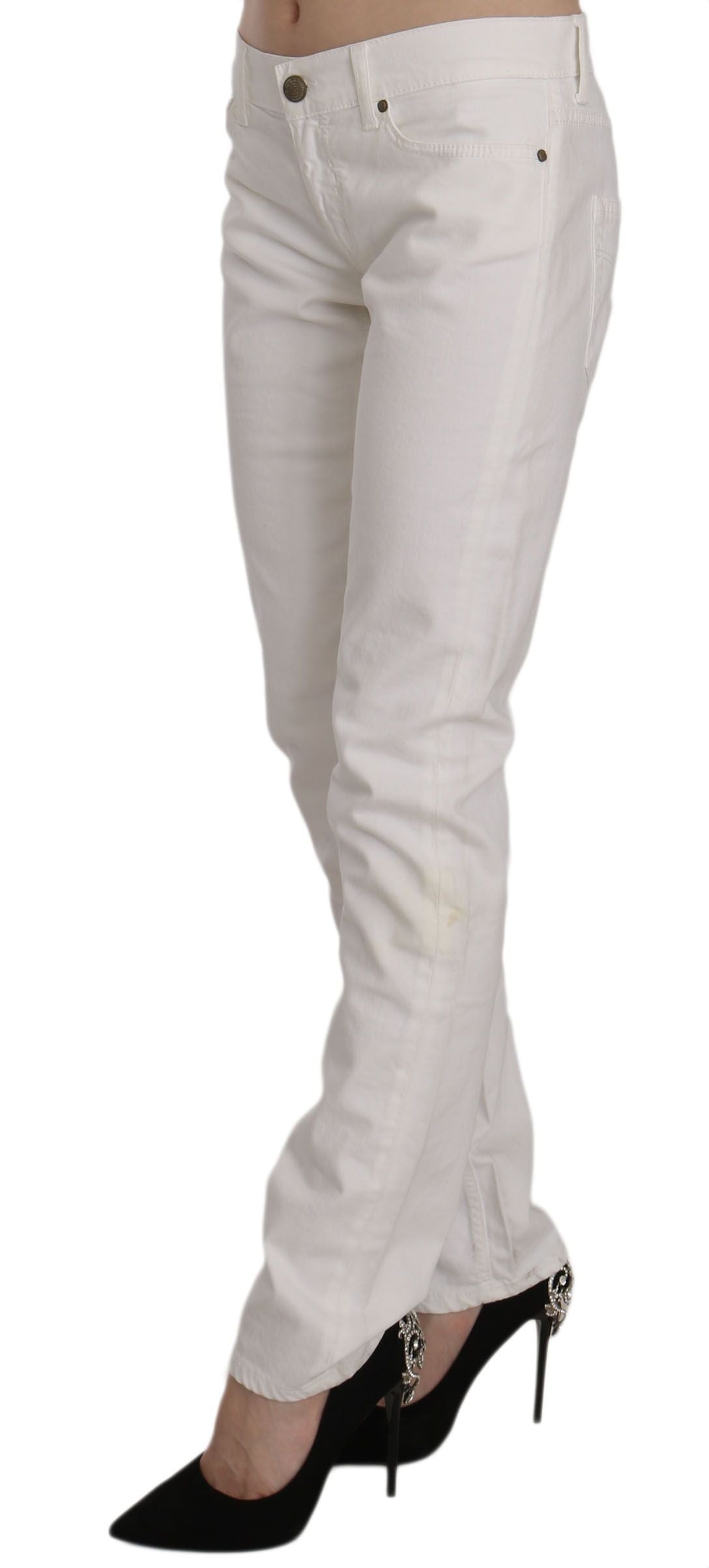 Chic White Skinny Cotton Blend Pants