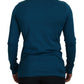 Blue Cotton Collared Slim Pullover Sweater