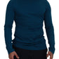 Blue Cotton Collared Slim Pullover Sweater