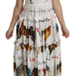 White Rooster Sheath Midi Cotton Dress