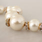 Elegant Faux Pearl Charm Necklace with Crystal Accents