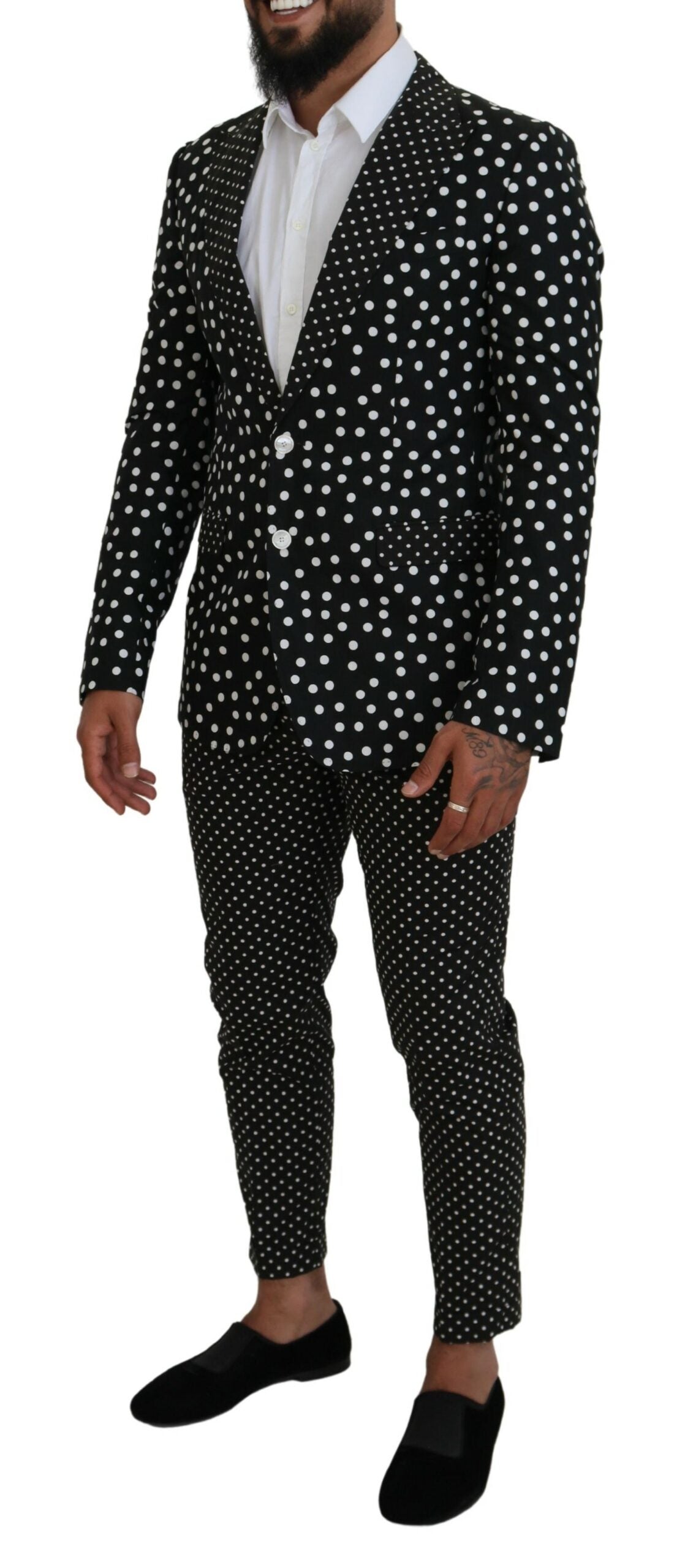 Elegant Silk Polka Dot Suit