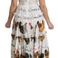 White Rooster Sheath Midi Cotton Dress