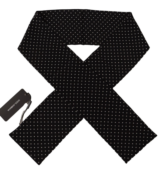 Elegant Black Polka Dot Silk Men's Scarf