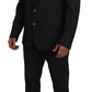 Elegant Black Wool Silk 3-Piece Martini Suit