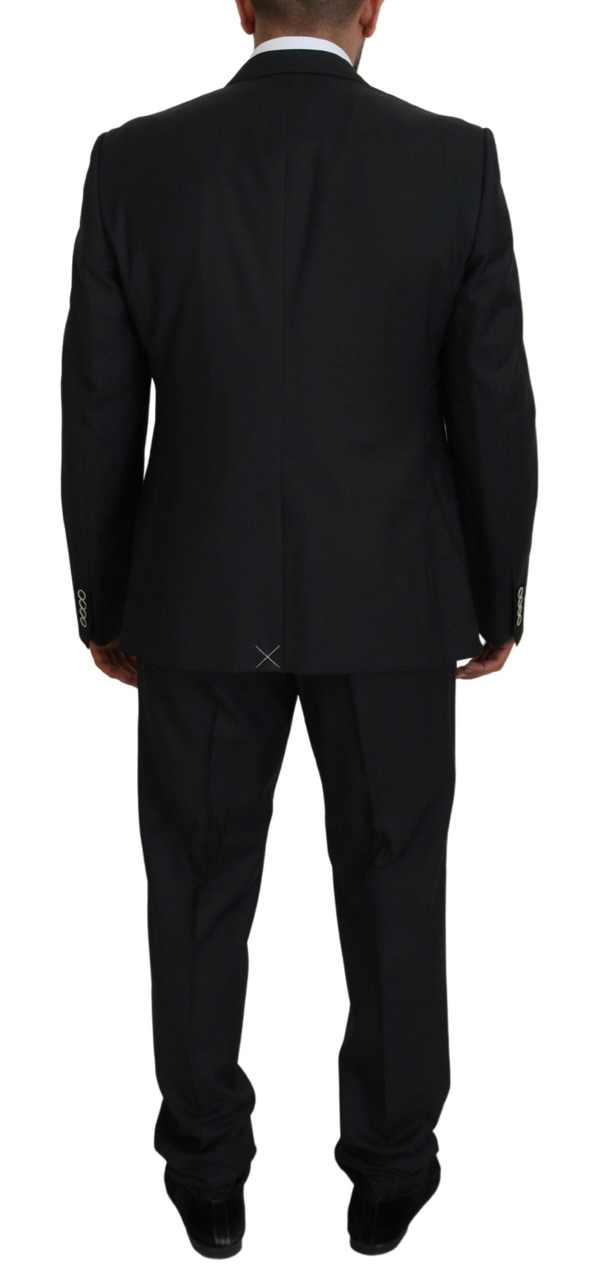 Elegant Black Wool Silk 3-Piece Martini Suit