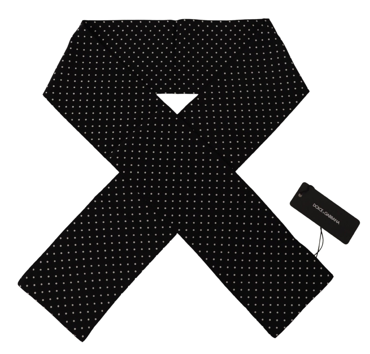 Elegant Black Polka Dot Silk Men's Scarf