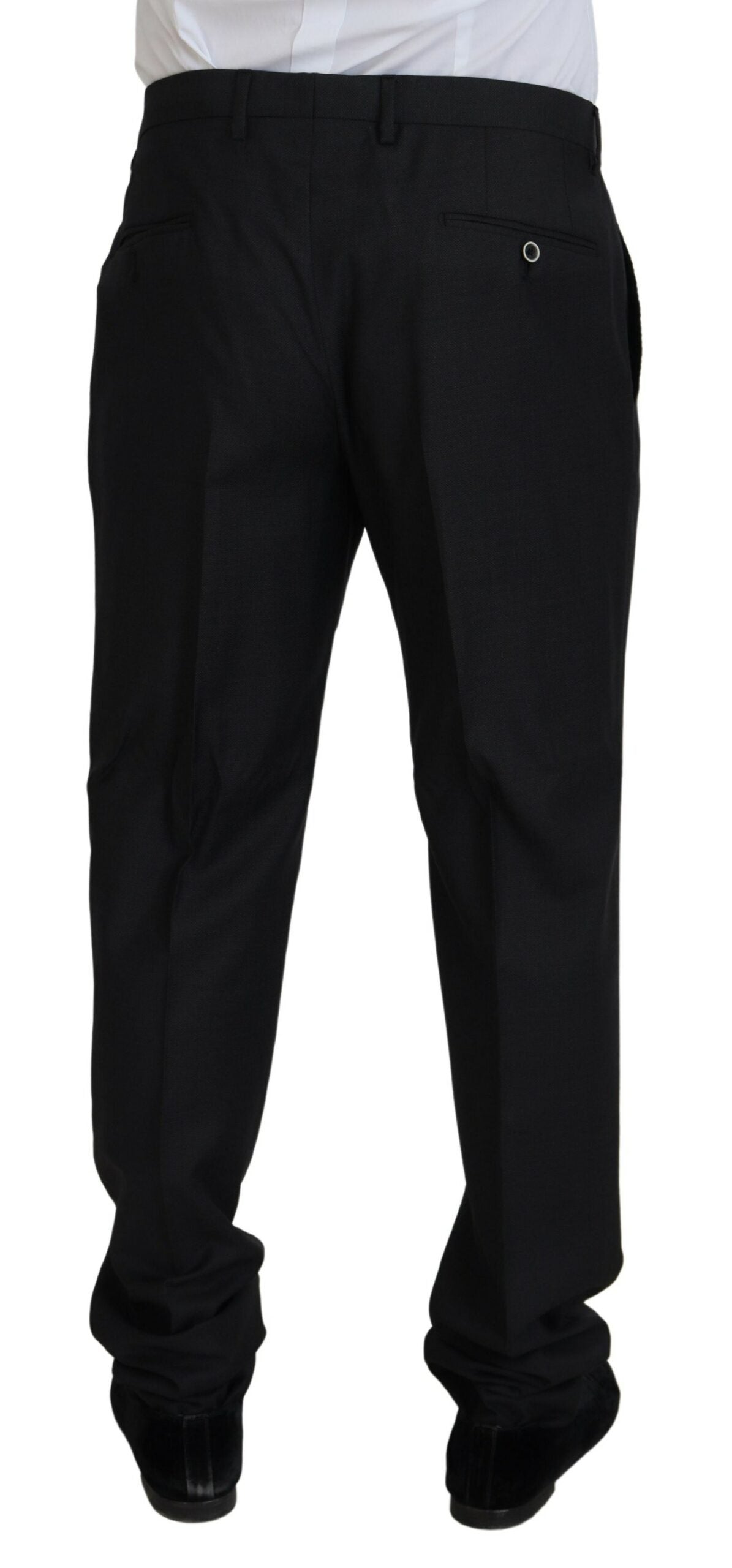 Elegant Black Wool Silk 3-Piece Martini Suit