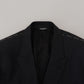 Elegant Black Wool Silk 3-Piece Martini Suit