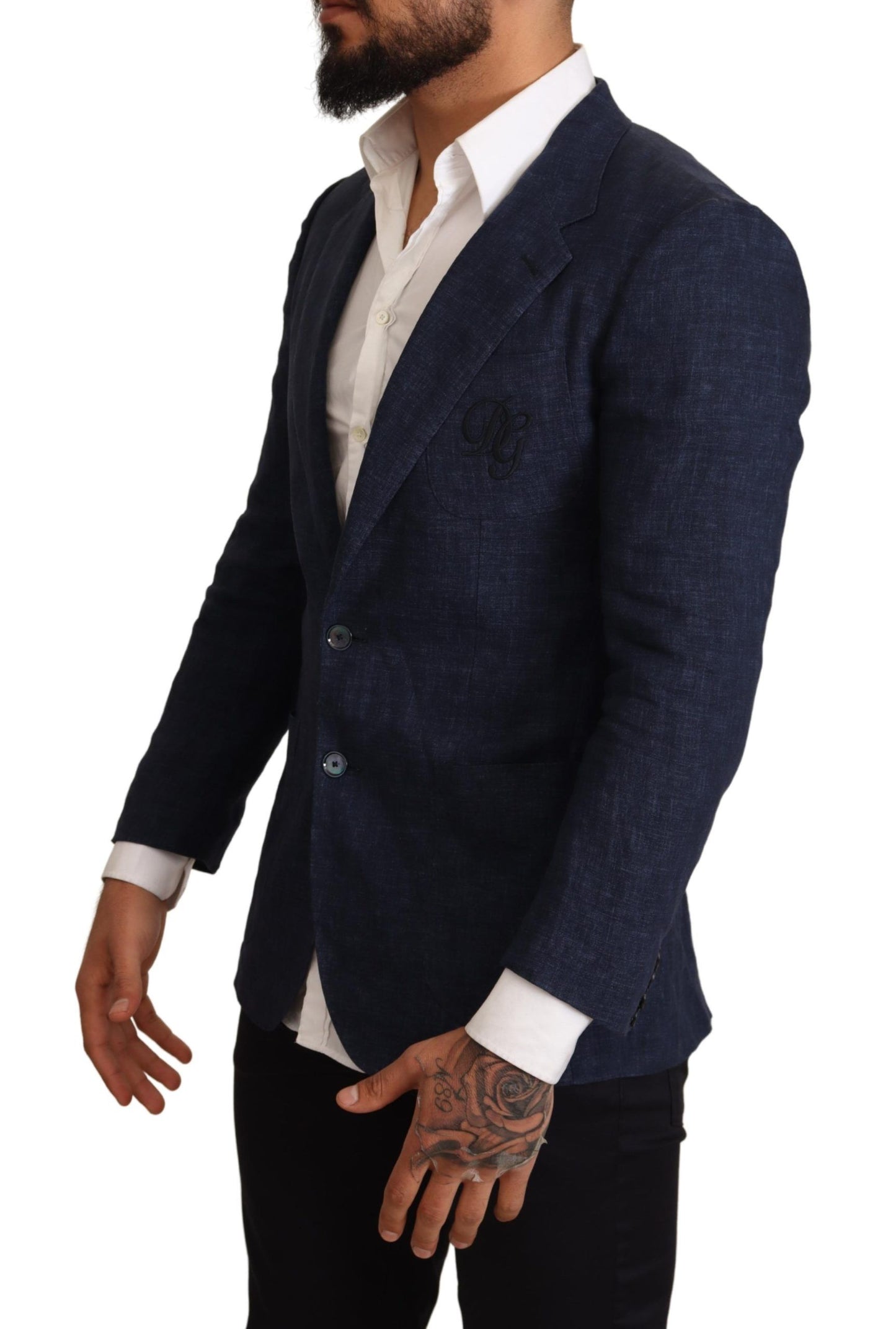 Elegant Slim Fit Blue Linen Blazer