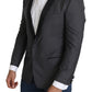 Elegant Dark Gray Silk Blend Blazer