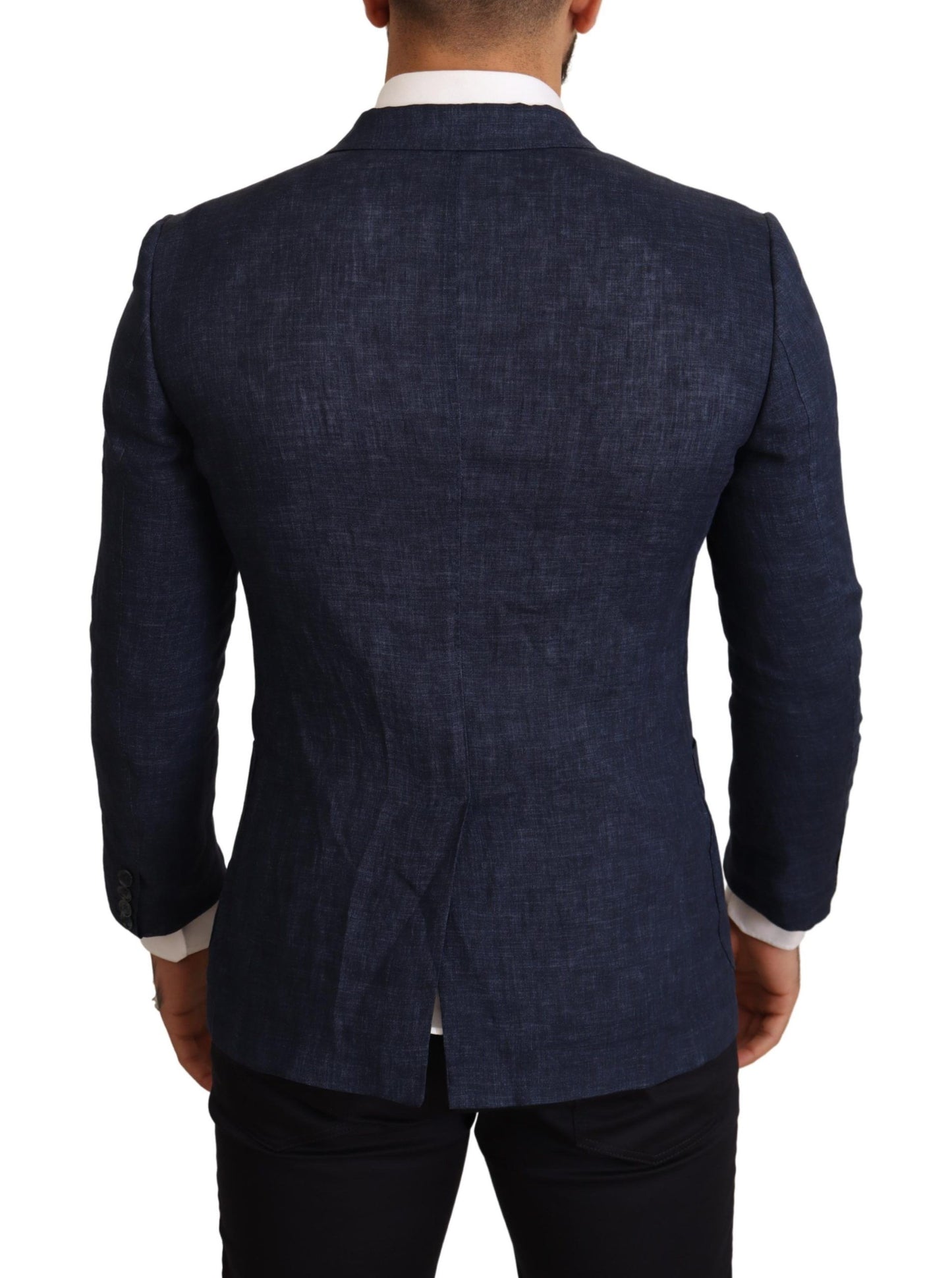 Elegant Slim Fit Blue Linen Blazer