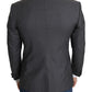 Elegant Dark Gray Silk Blend Blazer